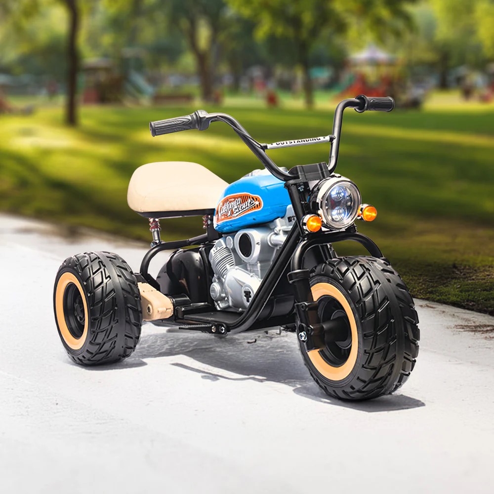 MOTO TIPO CHOPPER AZUL MONTABLE ELÉCTRICO